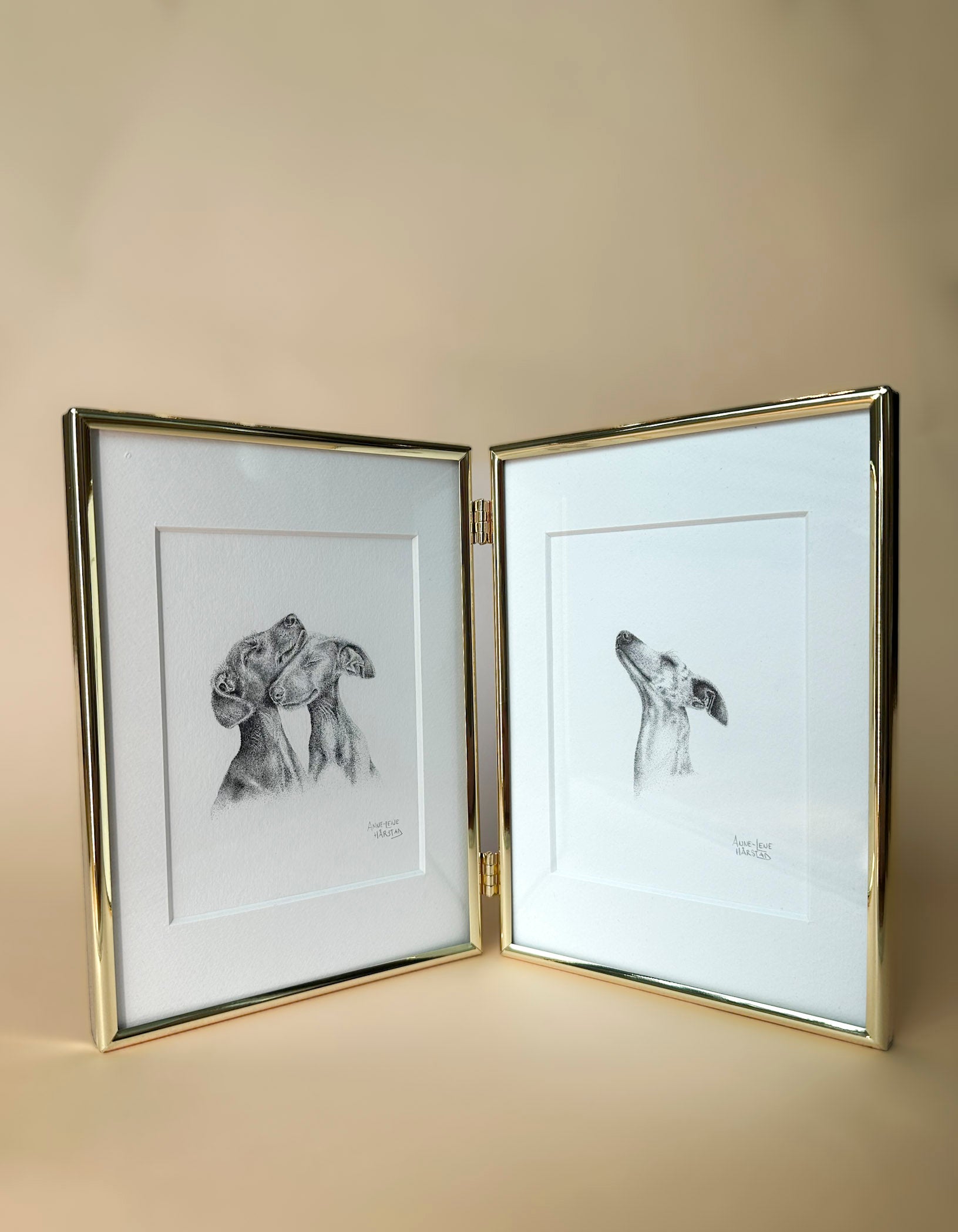 Mini Pet portraits in a gold frame